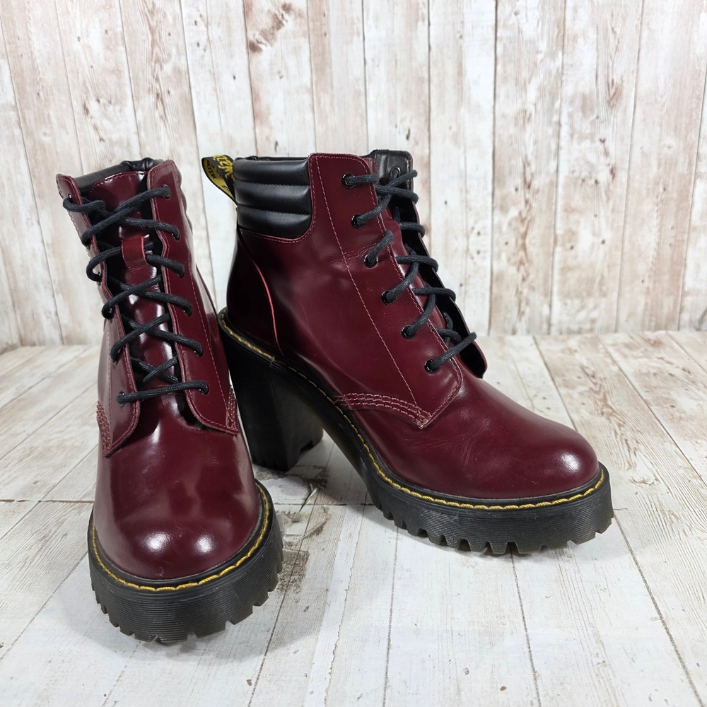 Dr. Martens Persephone Cherry Red Leather Heeled Lace Up Boots Womens 8 - Picture 8 of 8